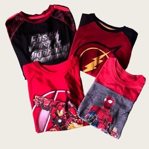 4Boys Superhero Shirts, 2 Short Sleeve, 2 long Sleeve